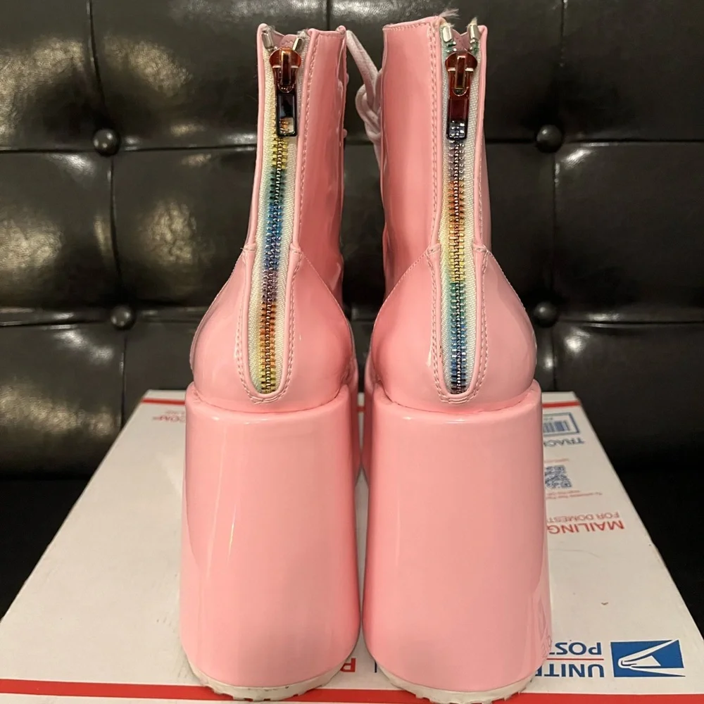 Demonia Camel-203 Pink‎ Patent Platform Boots Women’s 9